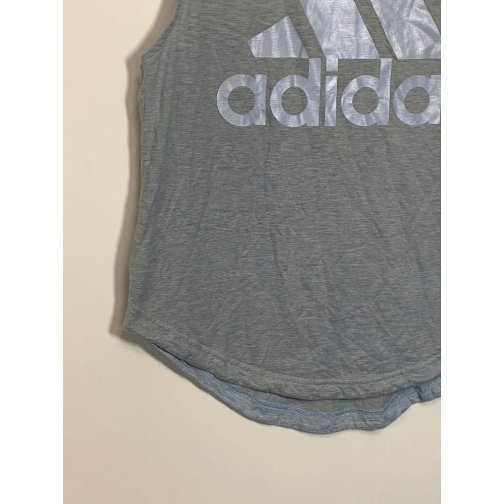Adidas Women's Blue Cream Sleeveless Logo Graphic Print Active Tank Top Size XS - Picture 3 of 10